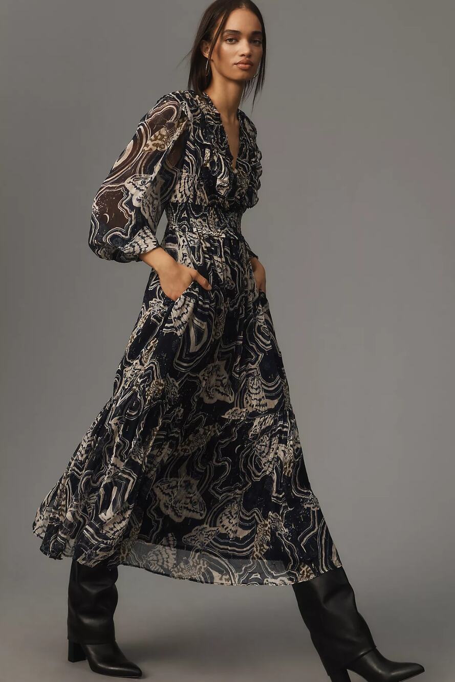 NWT Anthropologie Printer Johnson Tropical Print Midi Dress - XSP
